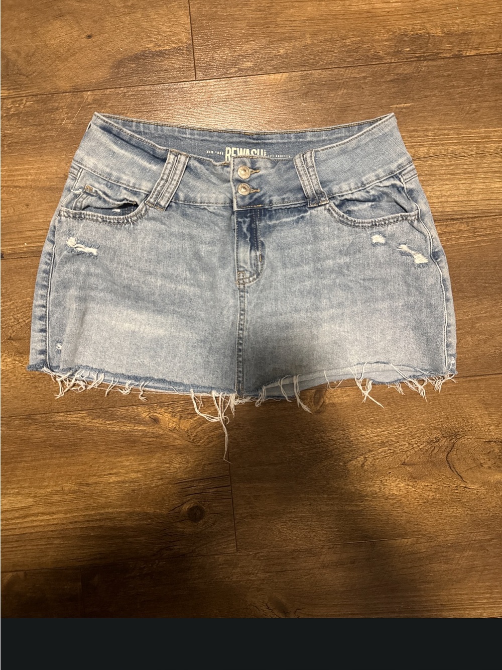 Rue21 Light Wash Distressed Denim Mini Skirt